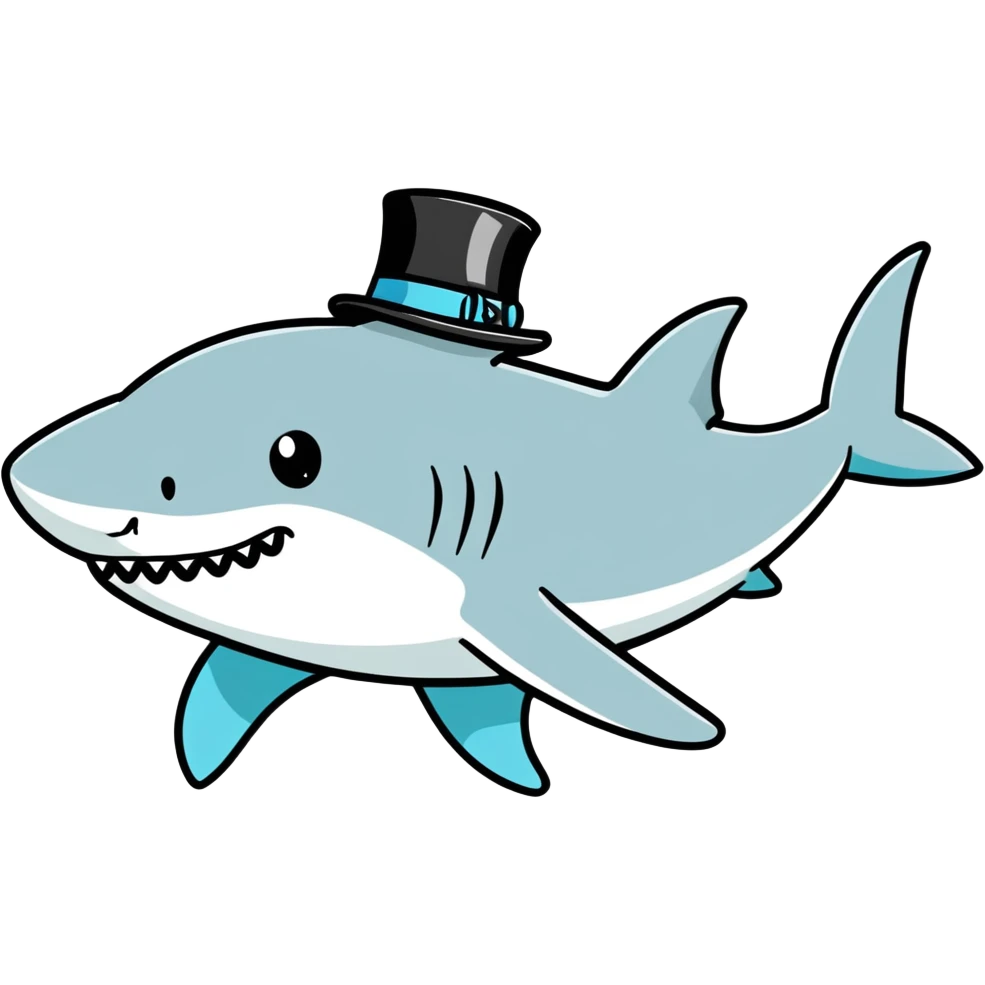 Shark with a top hat emoji