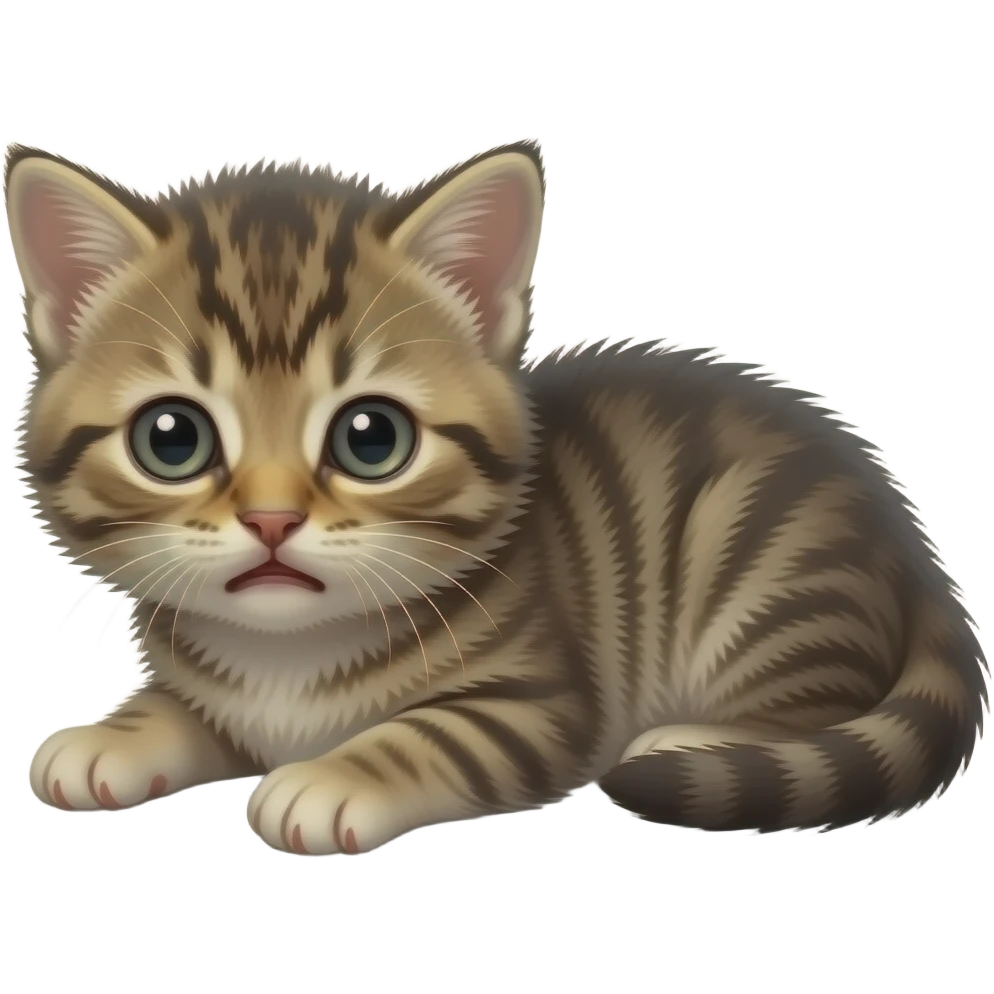 Newborn scared laying down wet scrunkly kitten emoji