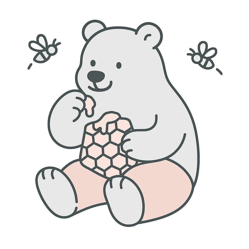 bear eating honeycomb with bees flying around emoji