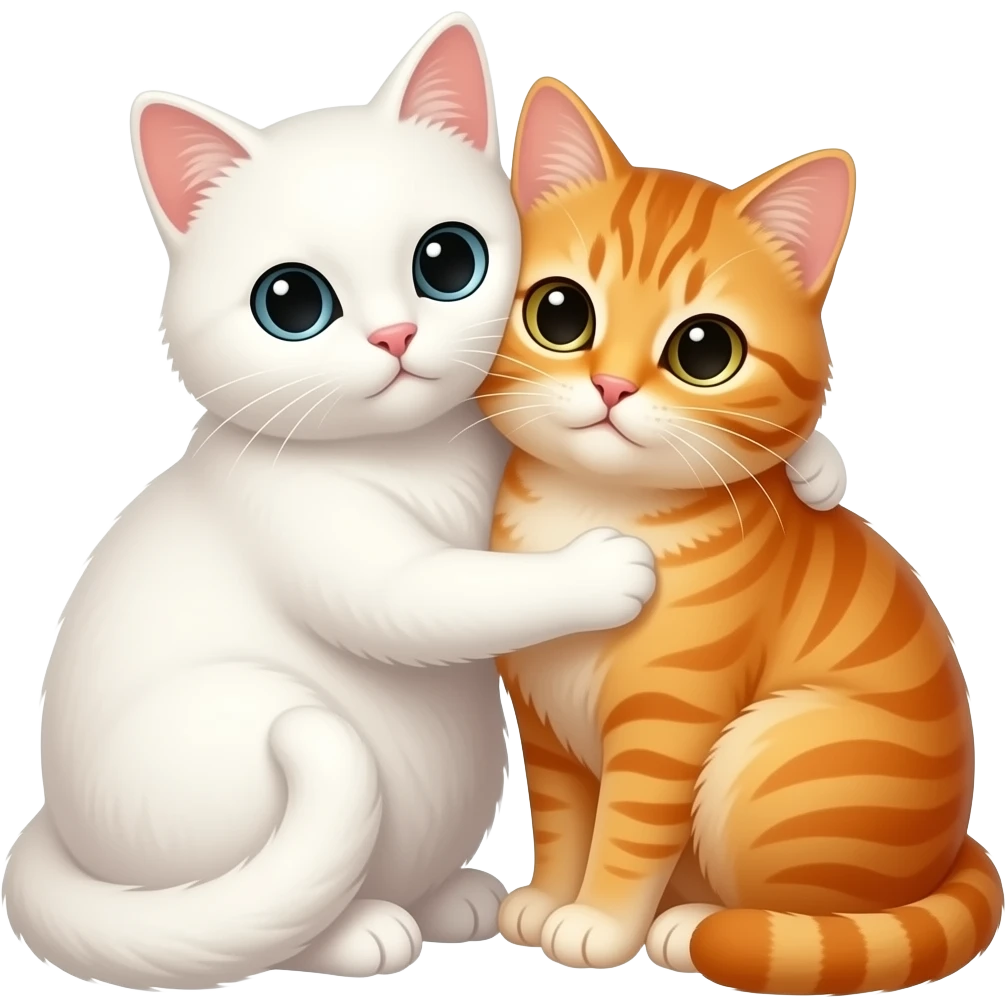 white cat cuddle orange tabby cat emoji