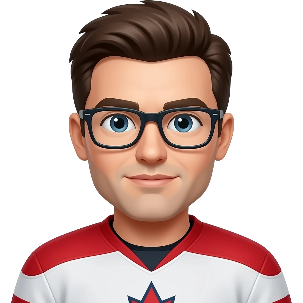 CANADIAN hockey player with glasses emoji