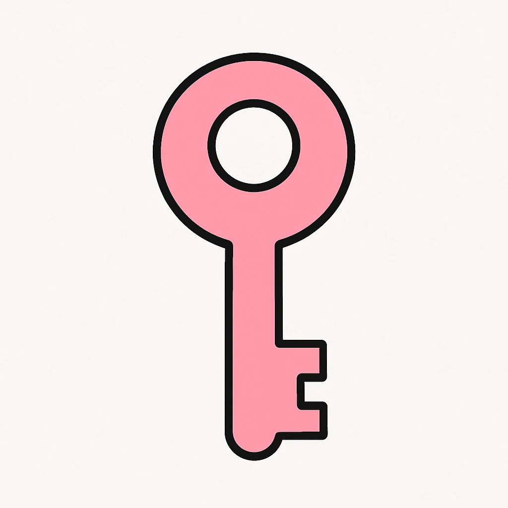 minimal pink and black key on white background, no text emoji