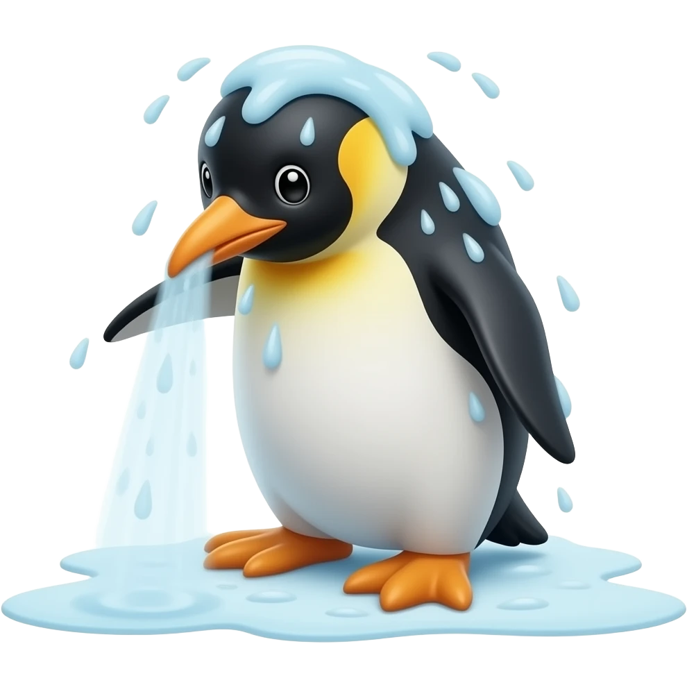 penguin showering emoji