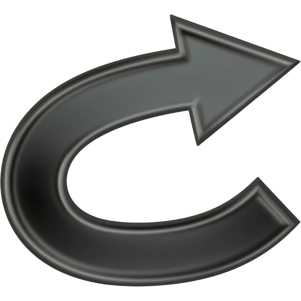 puedes hacer una flecha curvada delgada, cortada y de color negro señalando hacia la derecha emoji