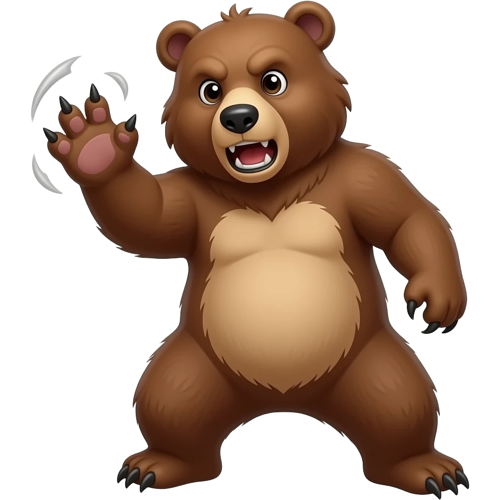 rotate a bear's hand sideways with claws swiping to attack emoji