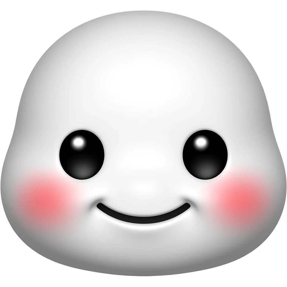 흰 색 얼굴의 붉은색 홍조를 하고 있는 귀여운 만화 3이모티콘 emoji