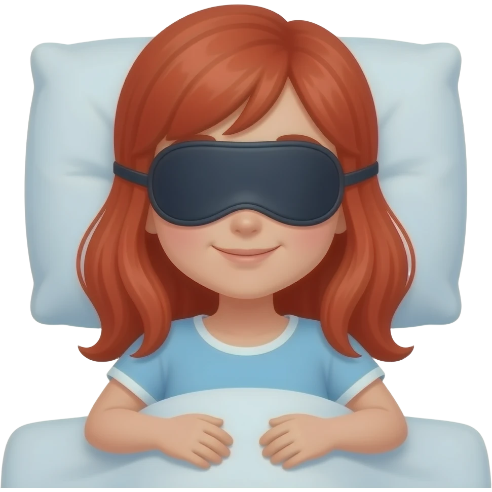 Red hair girl eye mask in bed emoji