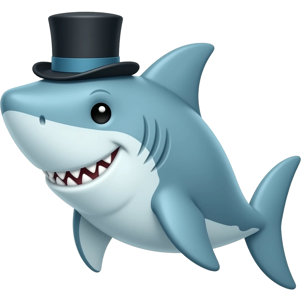 Shark with a top hat emoji