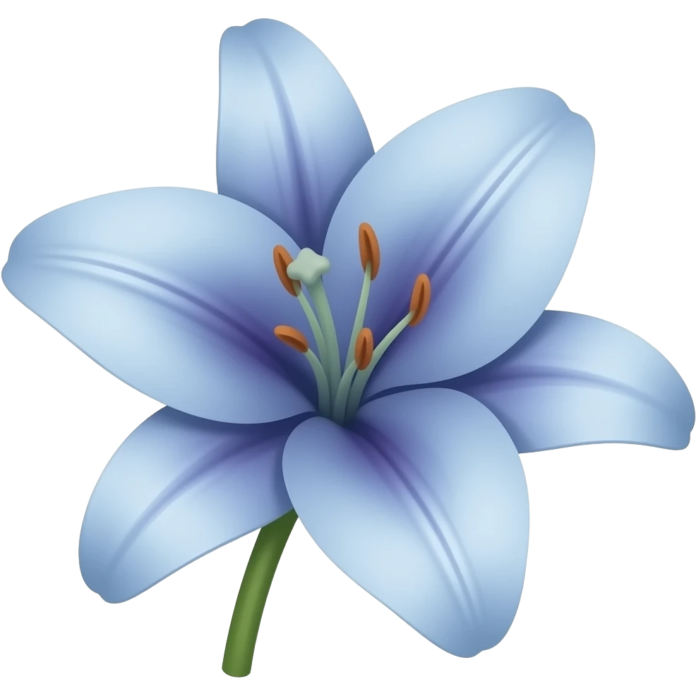 blue lily flower with stem emoji
