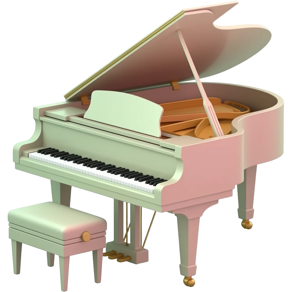soft pink green piano, transparent background inspired by barbie colour pallete emoji