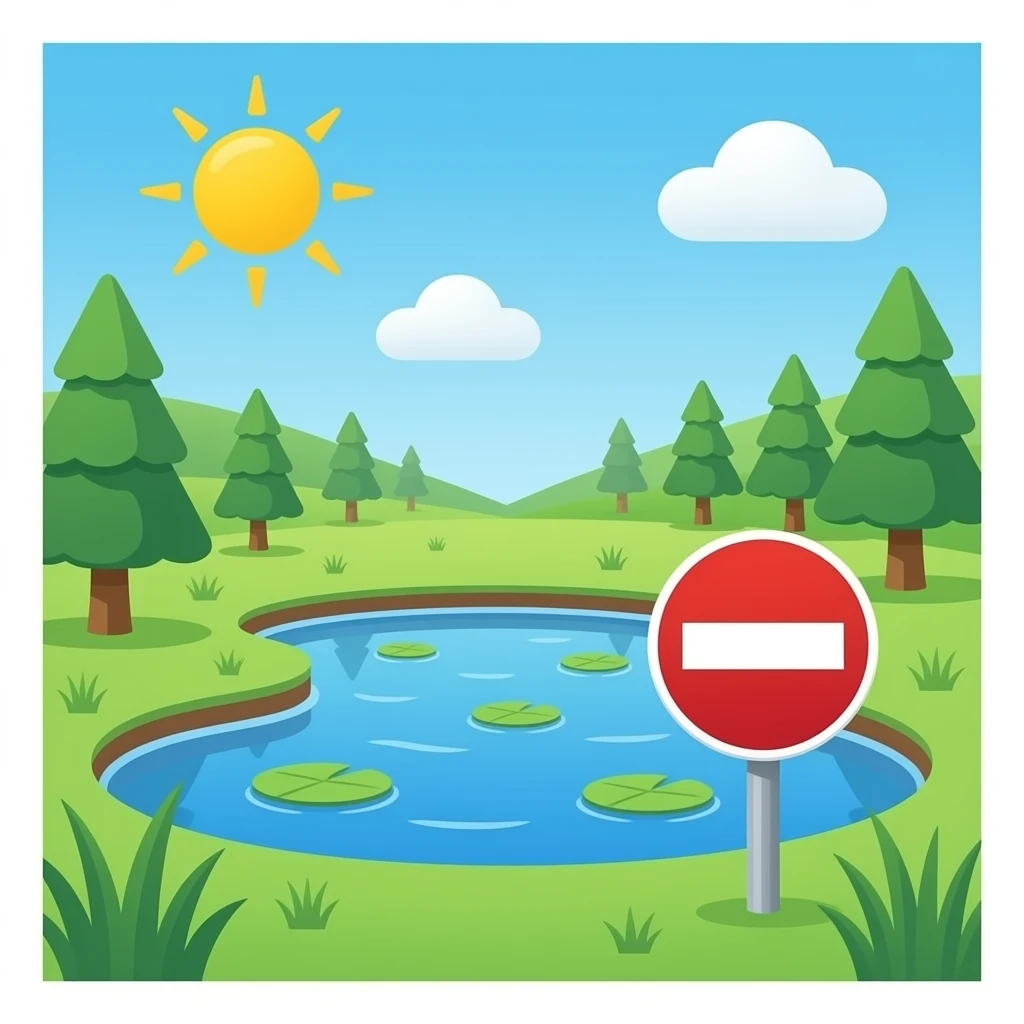 Pond, no entry sign emoji