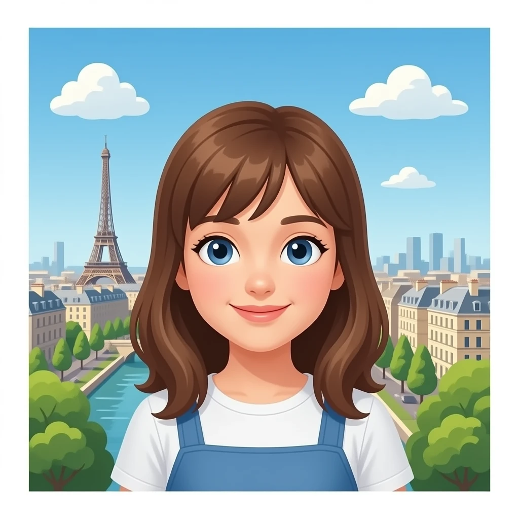 Uma menina em Paris realista emoji