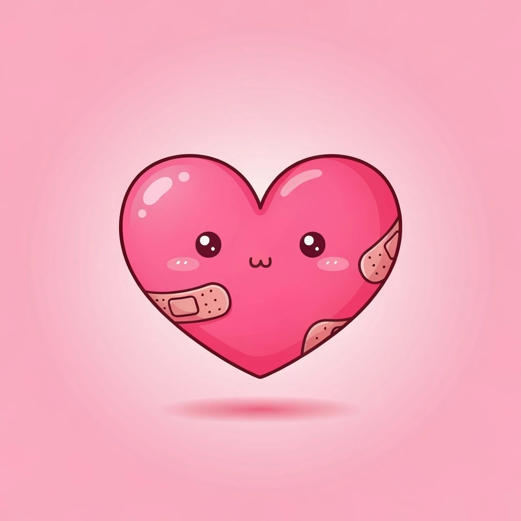 cute emo heart with a bandage emoji