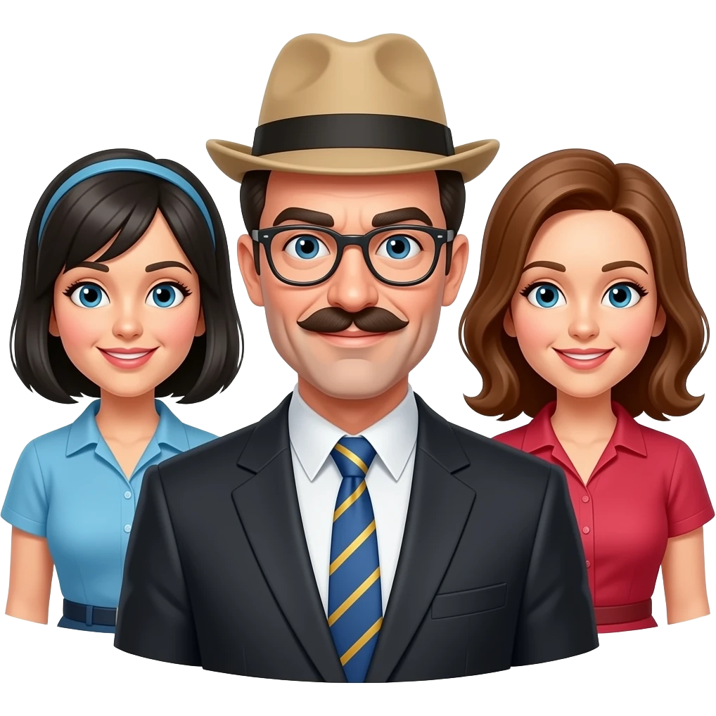 3 stooges - 1 man 2 women emoji