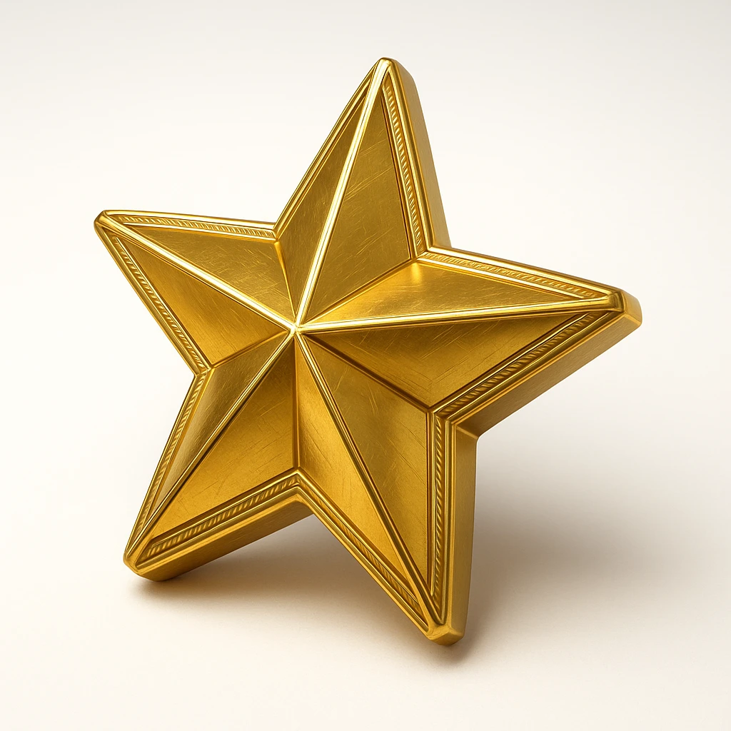 a gold star, shiny and metallic emoji