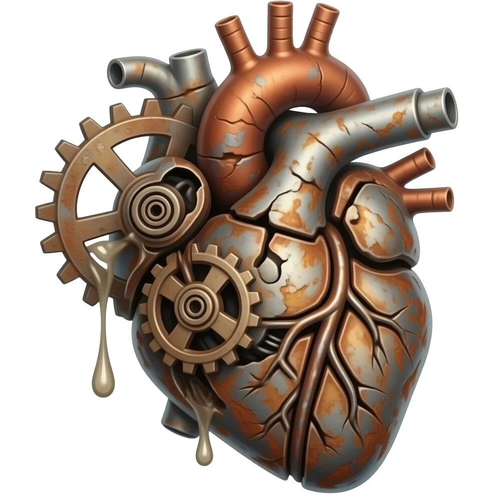 rusty broken mechanical heart emoji