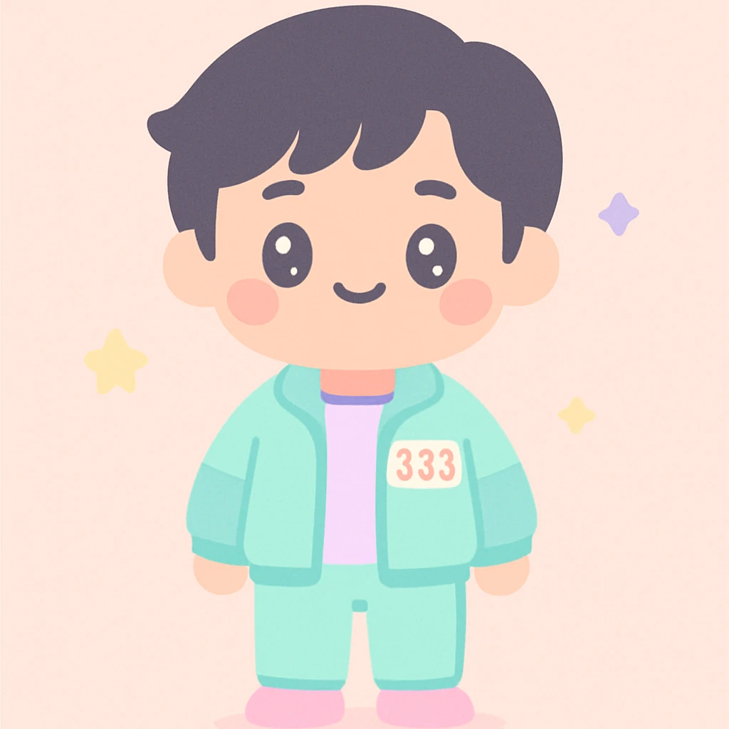 Player 333 From Squid Games full height, male, black hair emoji