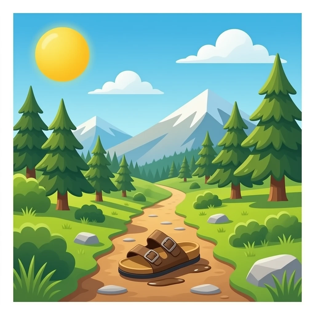 Muddy Birkenstocks on a walking trail emoji