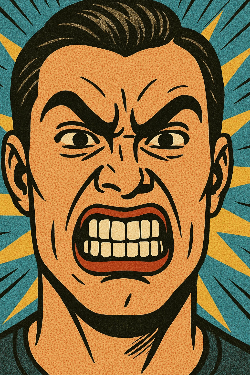 face making a 'grrrr' expression, exaggerated clenched teeth, comic style emoji