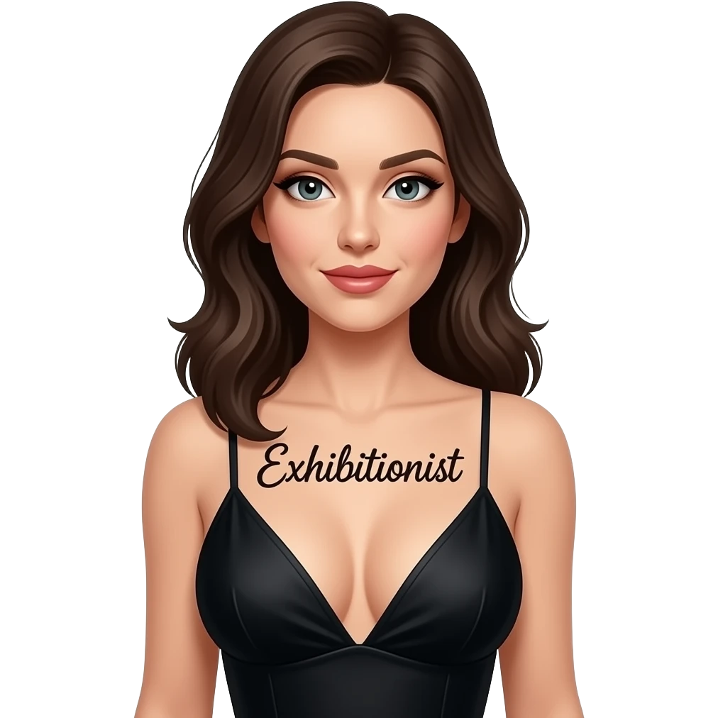make a naughty sexual and seductive that just says the word "Exhibitionist" emoji