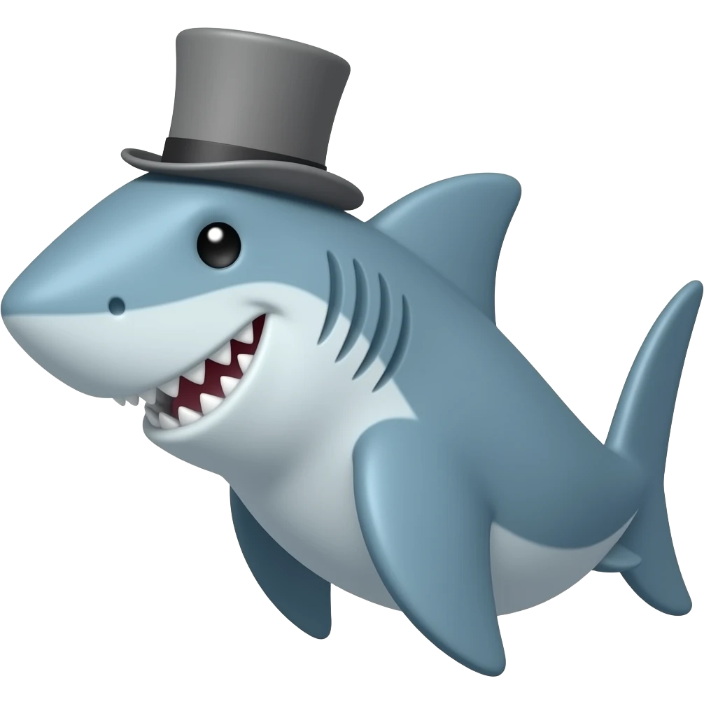 Shark with a top hat emoji