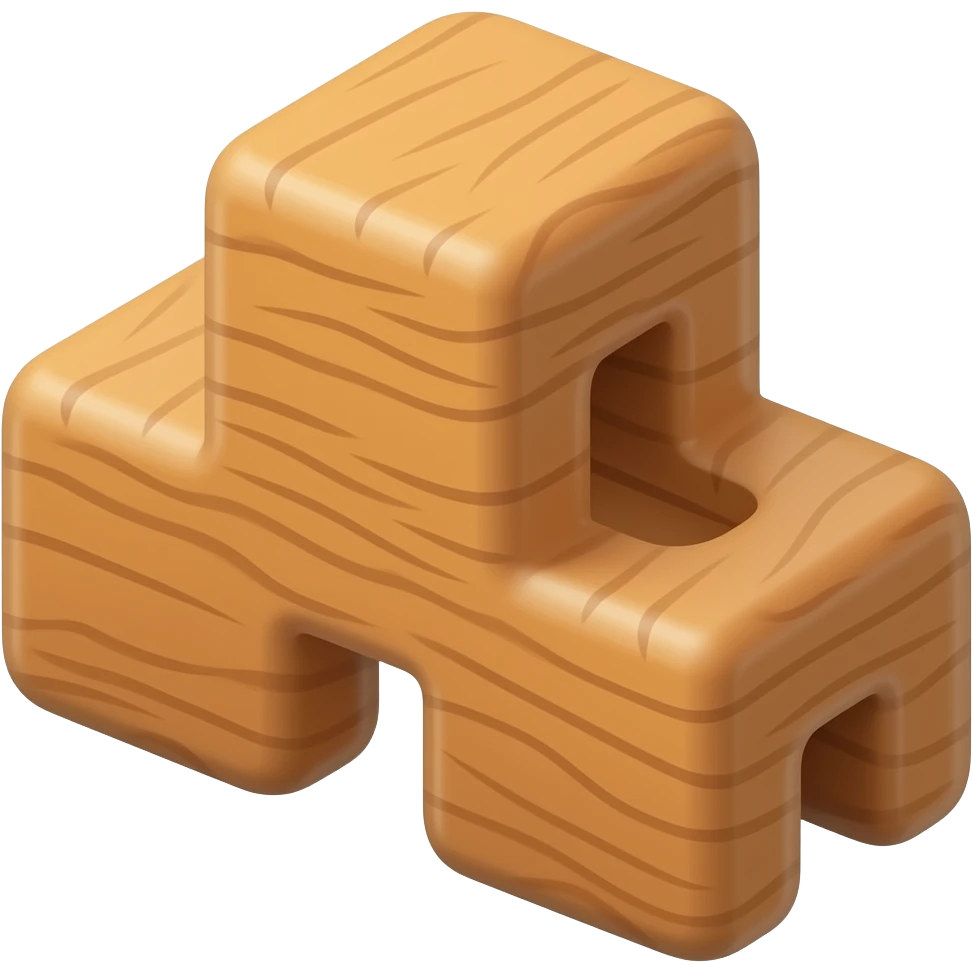 Wooden building block shapes emoji