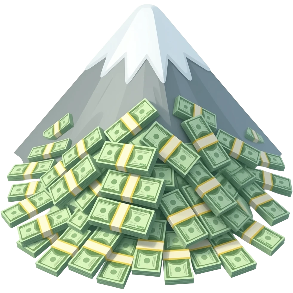 mountain of banknotes emoji