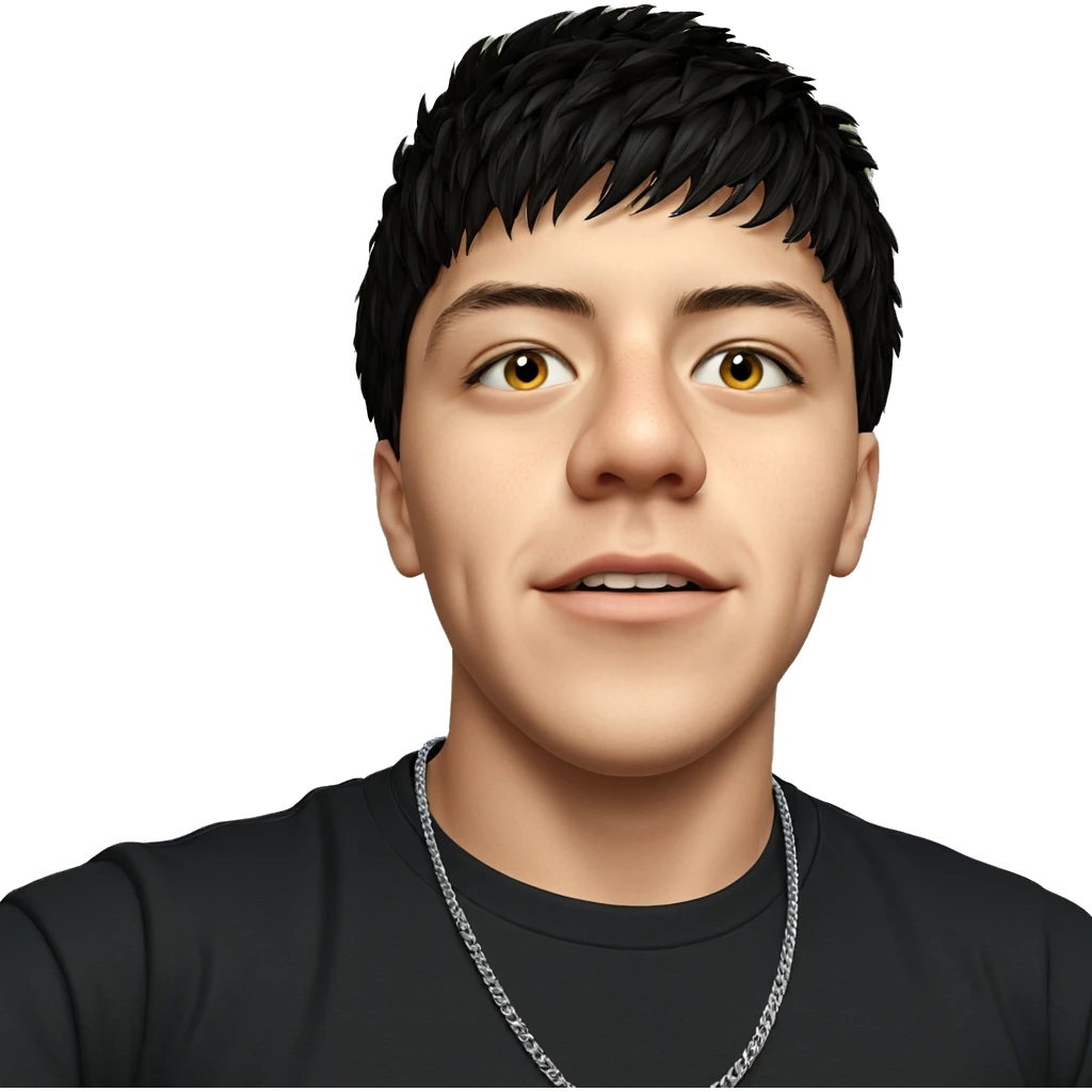 portrait of a boy with necklace emoji