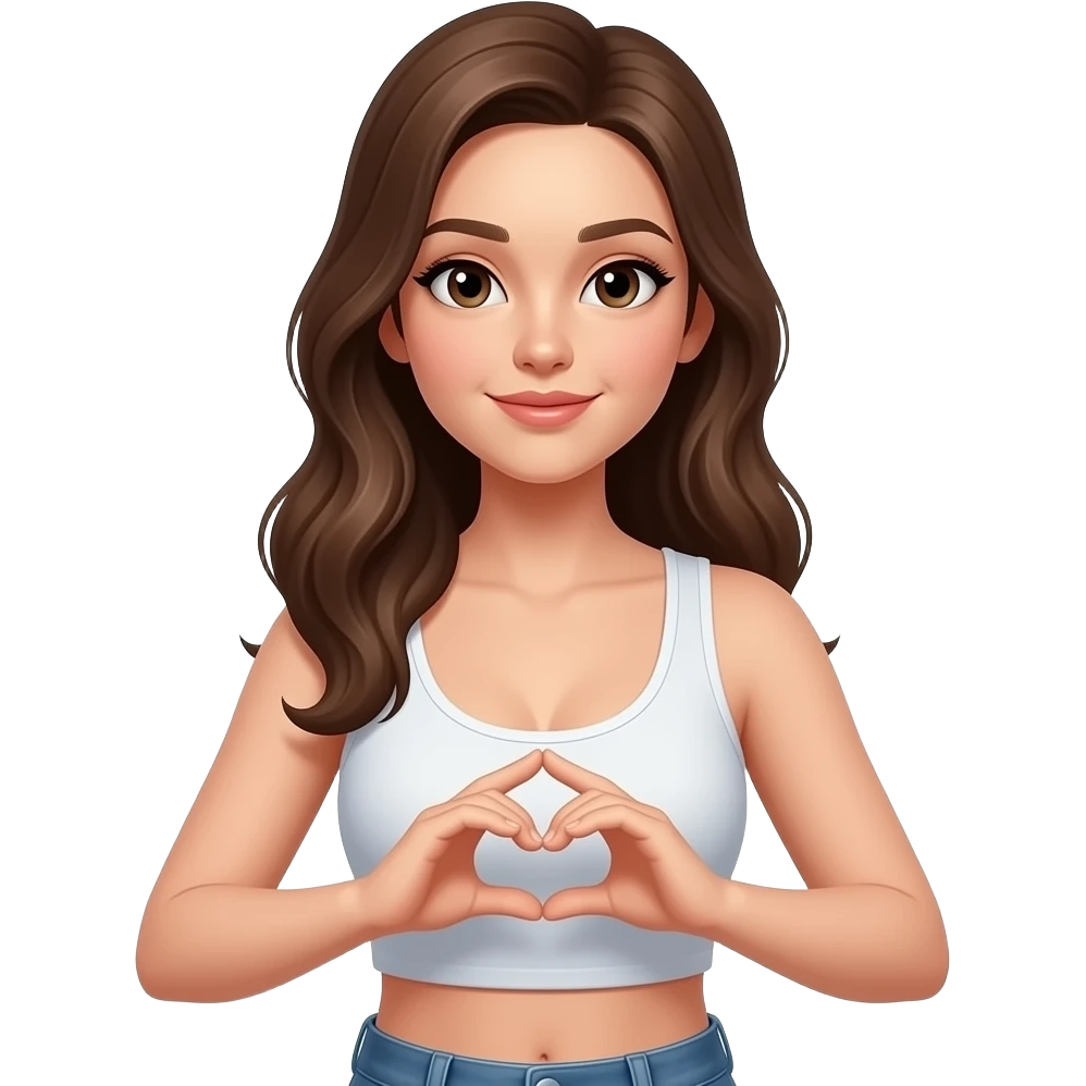 Hot 18 year-old girl wearing crop top, pressing bbobs together, deep cleavage emoji