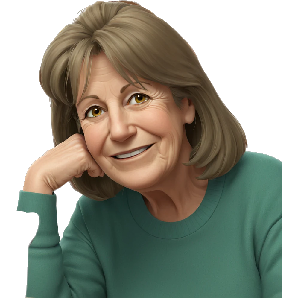 smiling old woman indoors emoji