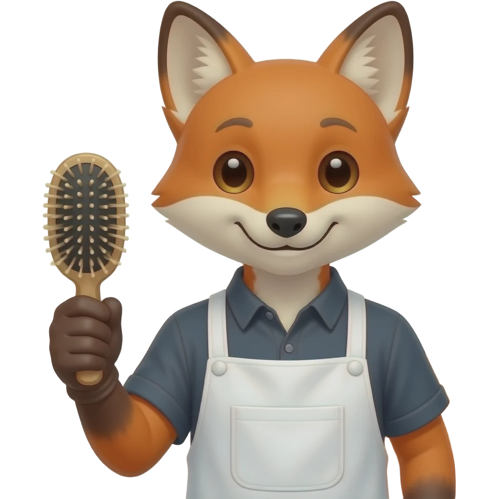 fox Hair Dresser front facing with outfit, emoji