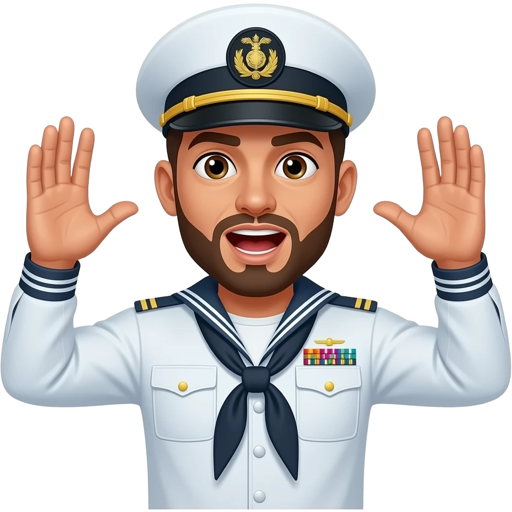Marine with his hands up saying make it make sense emoji