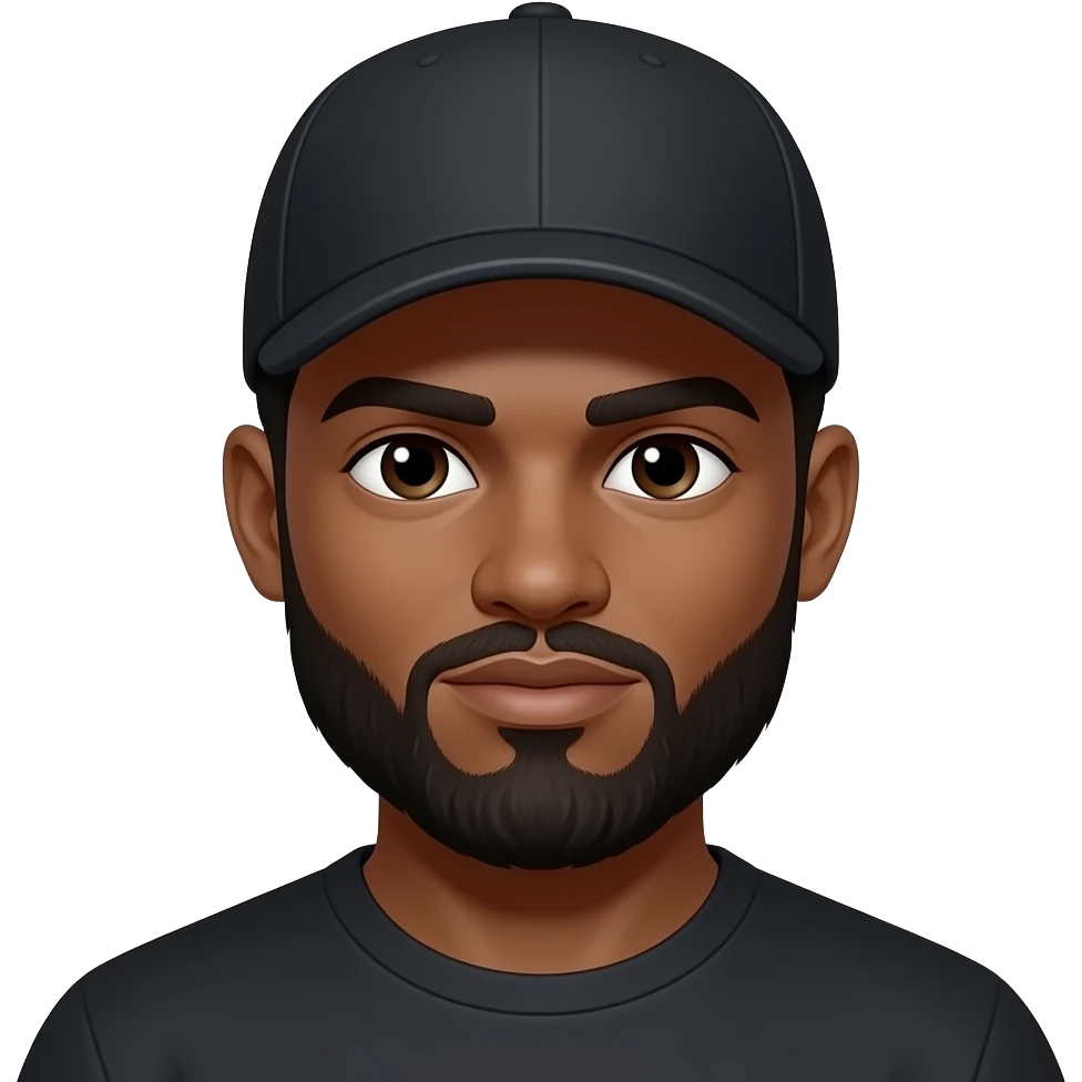 Moreno medio obscuro barba delineada con cachucha negra emoji