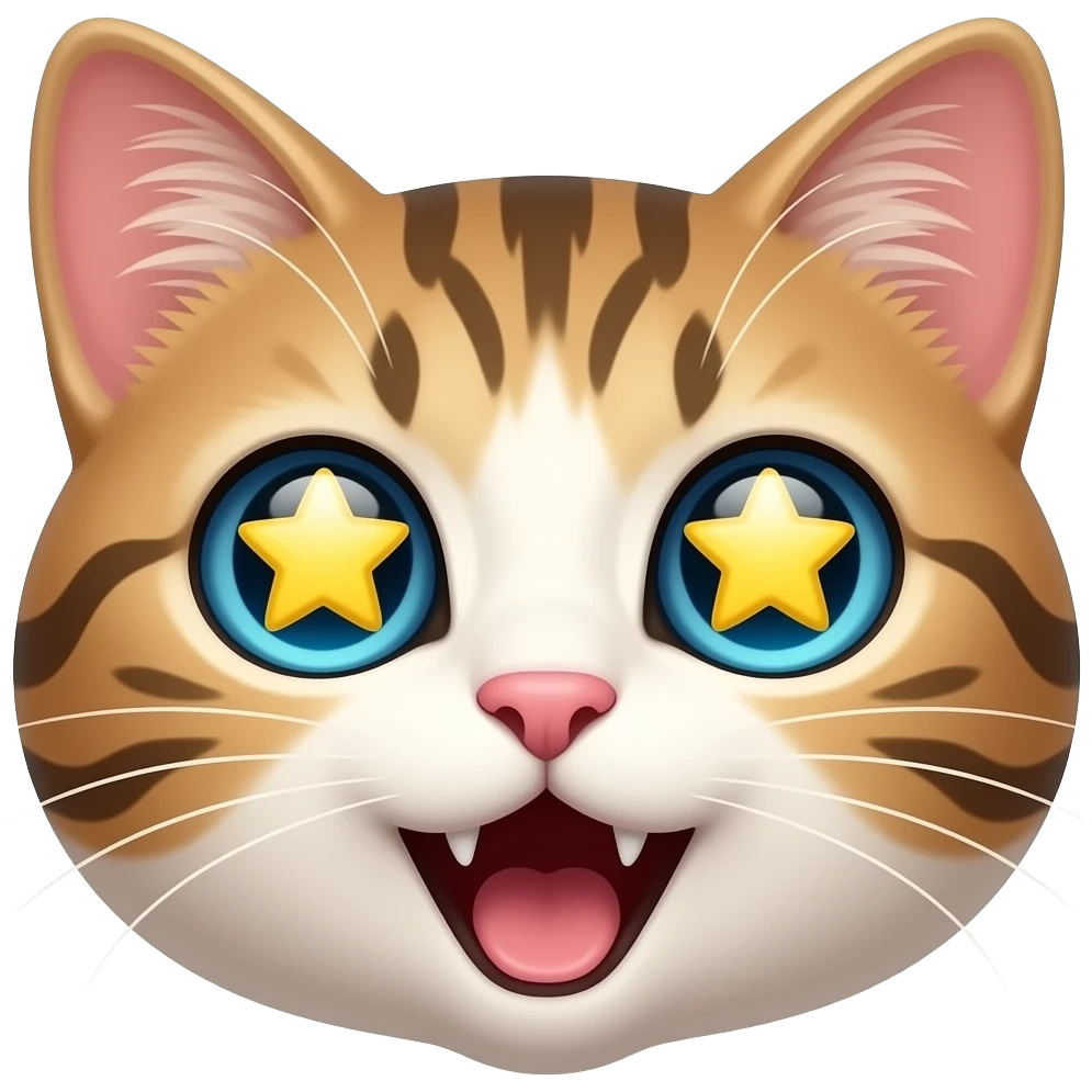 Cat star eyes open mouth emoji