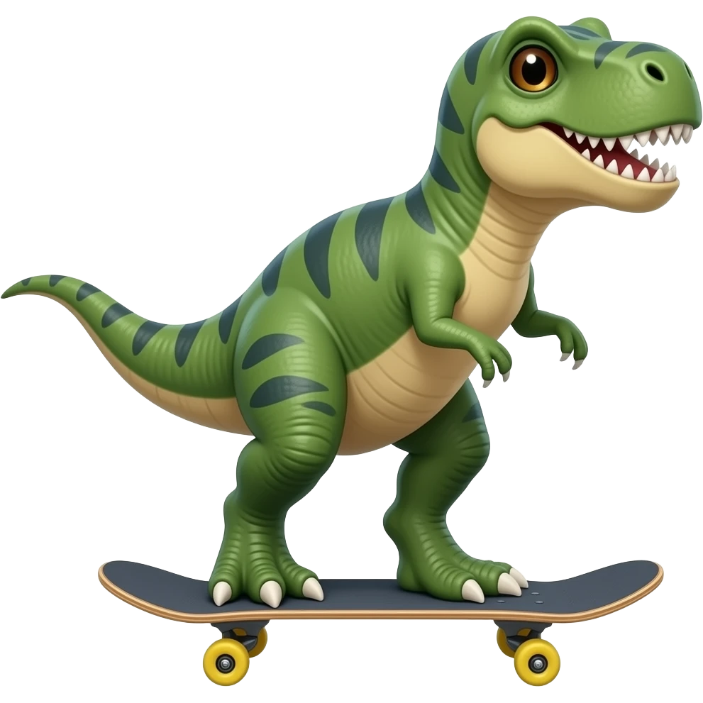Dinosaur on a skateboard emoji