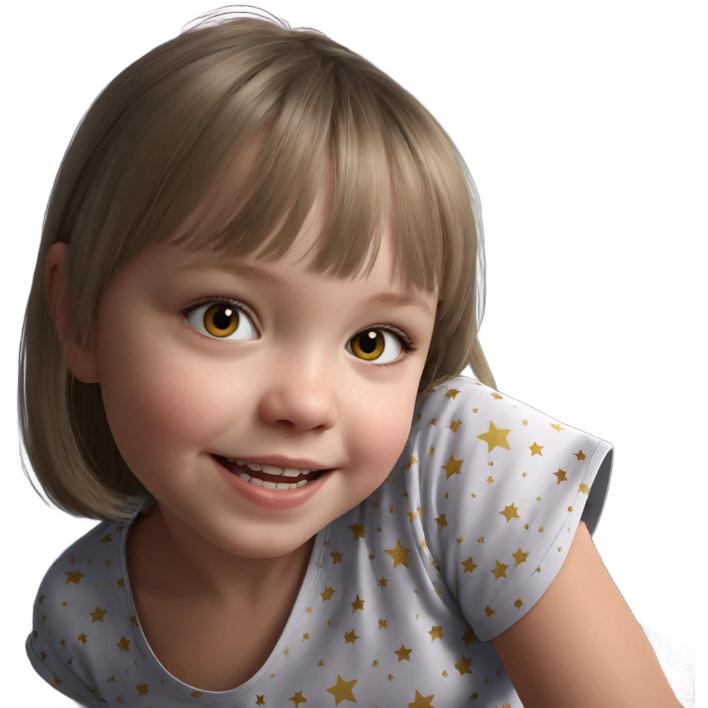 smiling girl with star shirt emoji