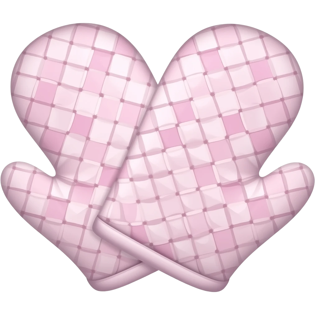 crossed coquette pair of oven mitts with a light pink bow print emoji