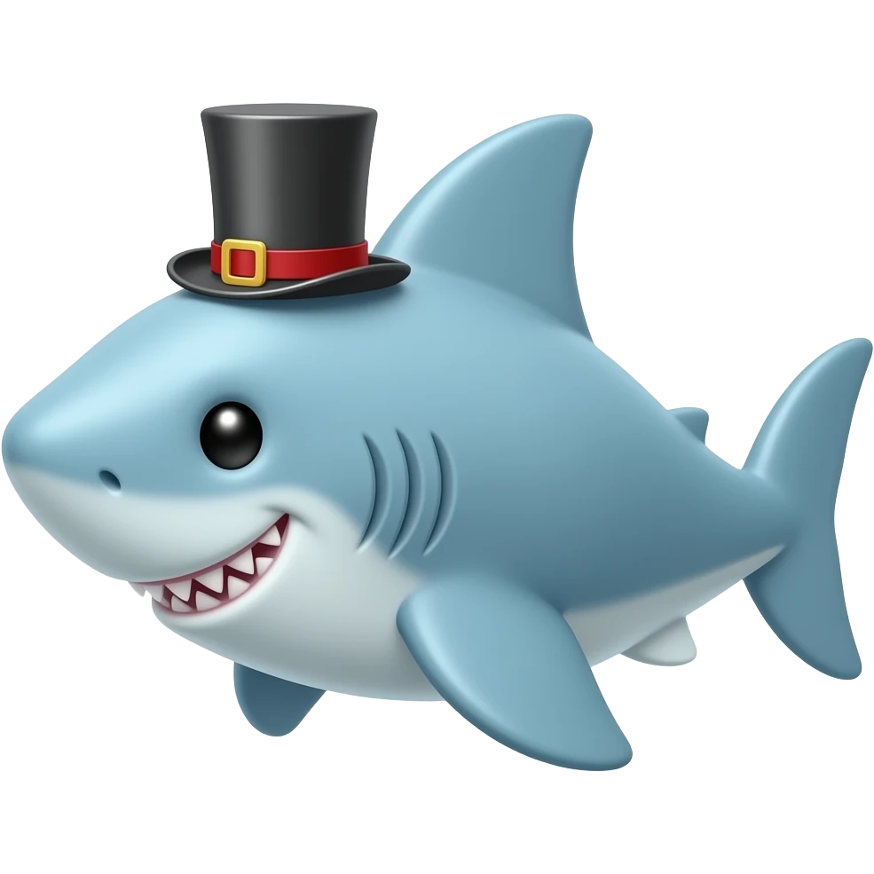 Shark with a top hat emoji