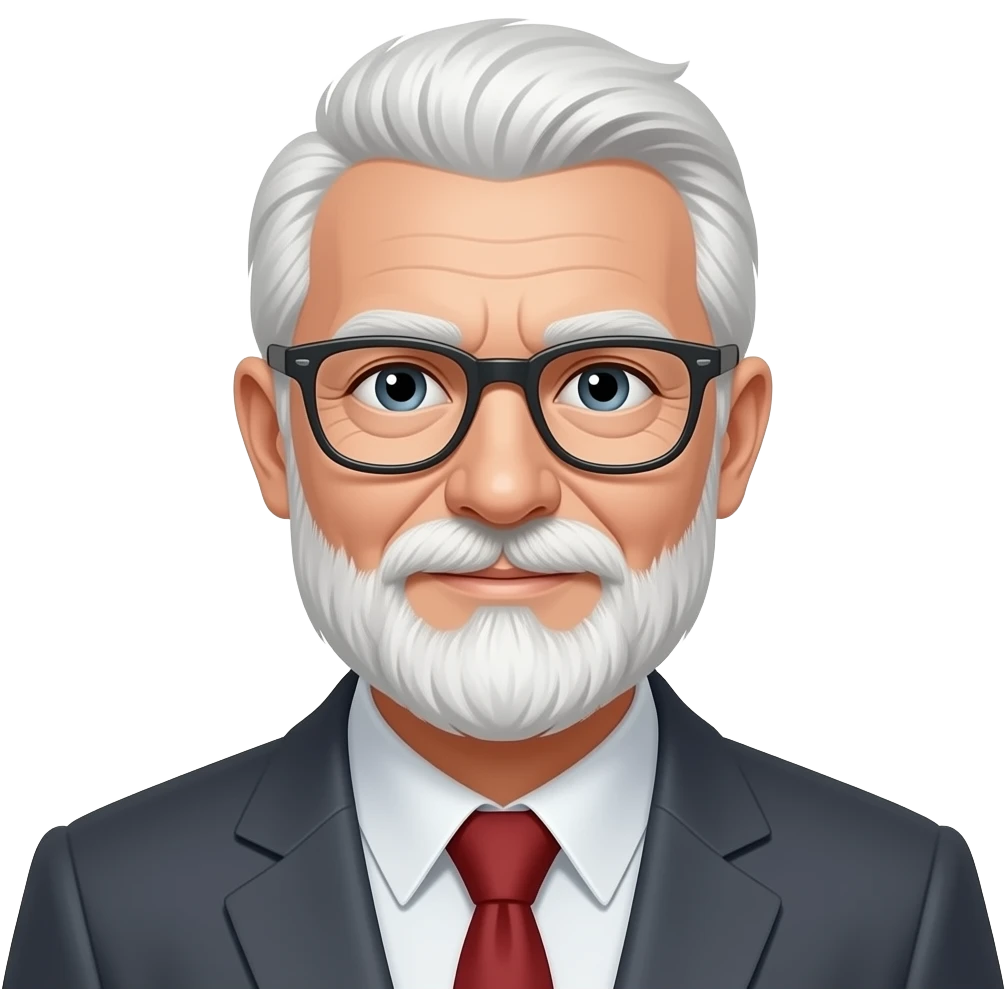 not bald old man with thinning white hair, beard, and glasses emoji