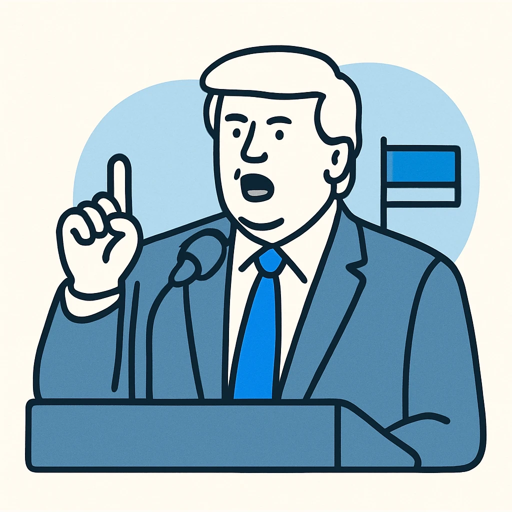 Donald Trump speaking at a rally emoji