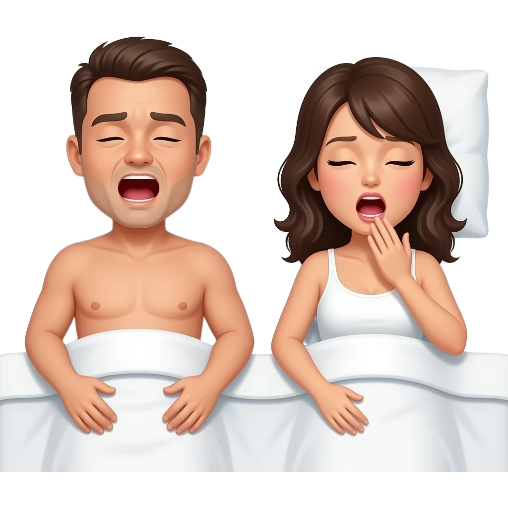 Man and woman on the bed they moaning, both naked like you can emoji