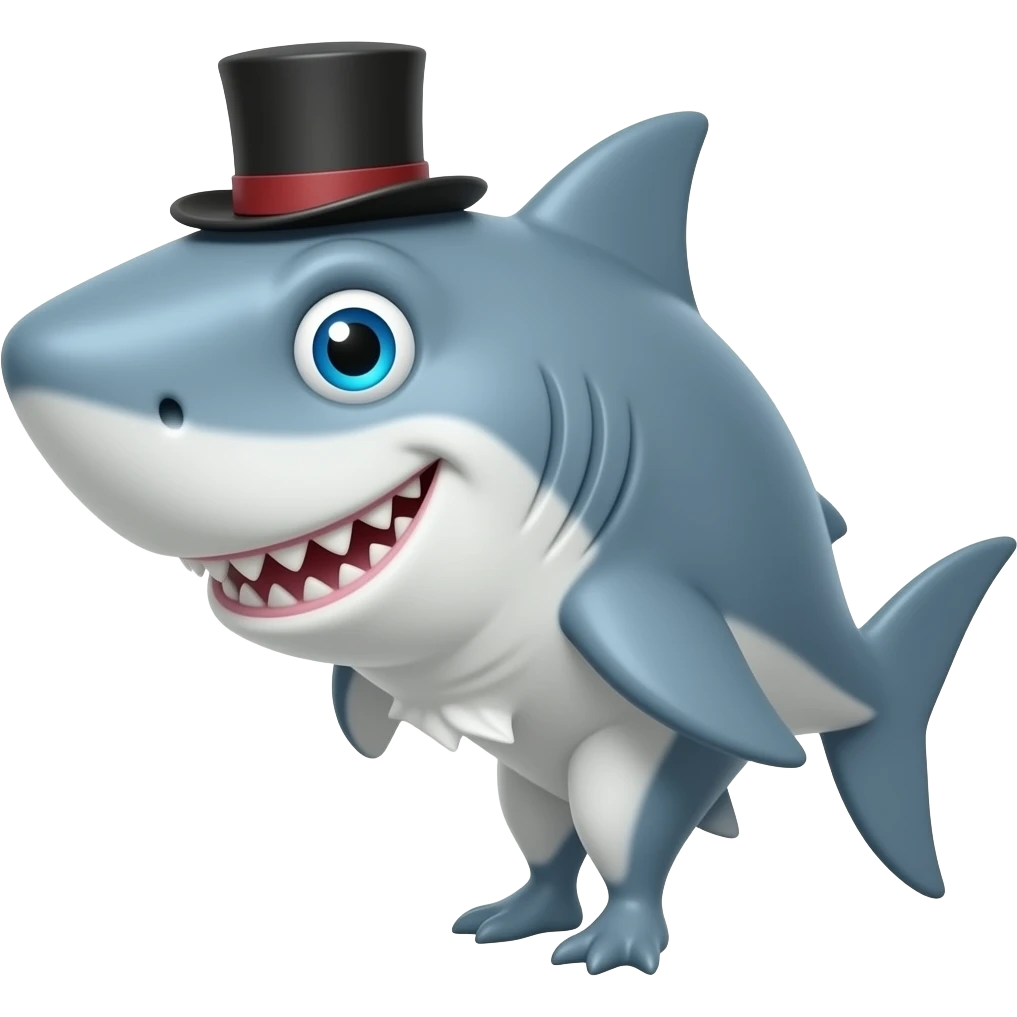 Shark with a top hat emoji