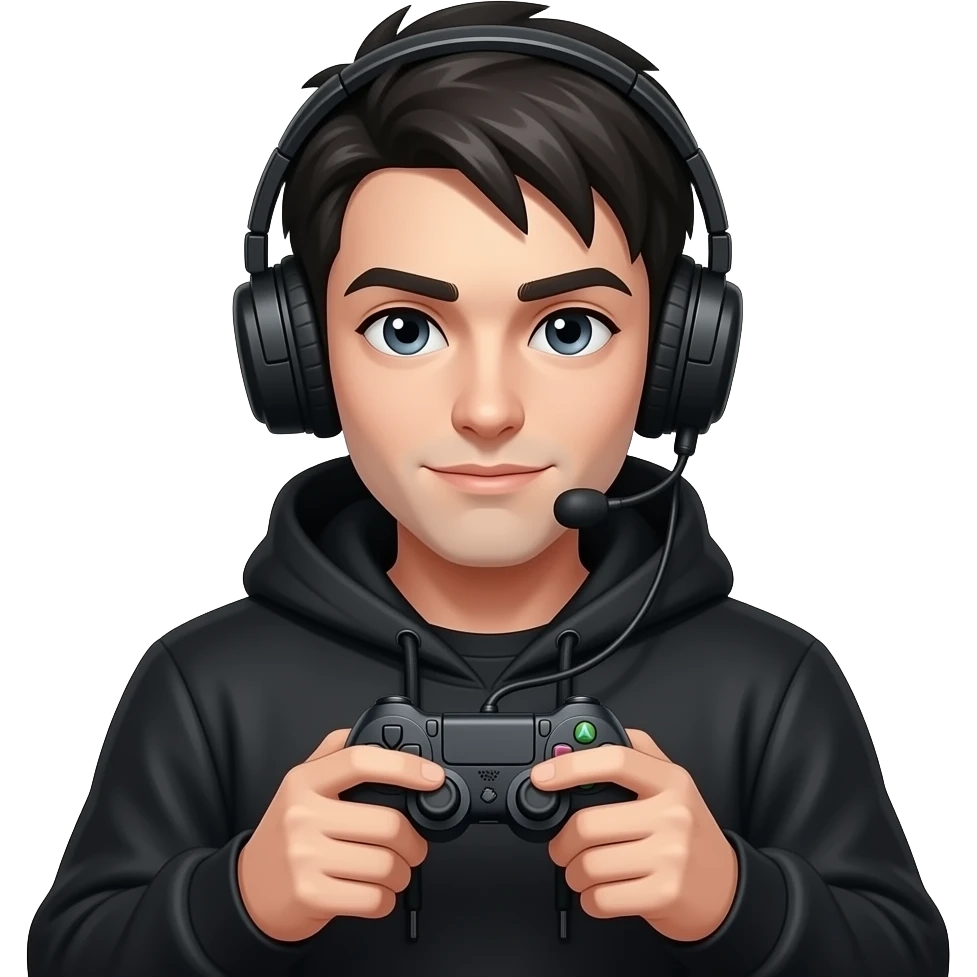 Gothic gamer guy golding a game controller emoji