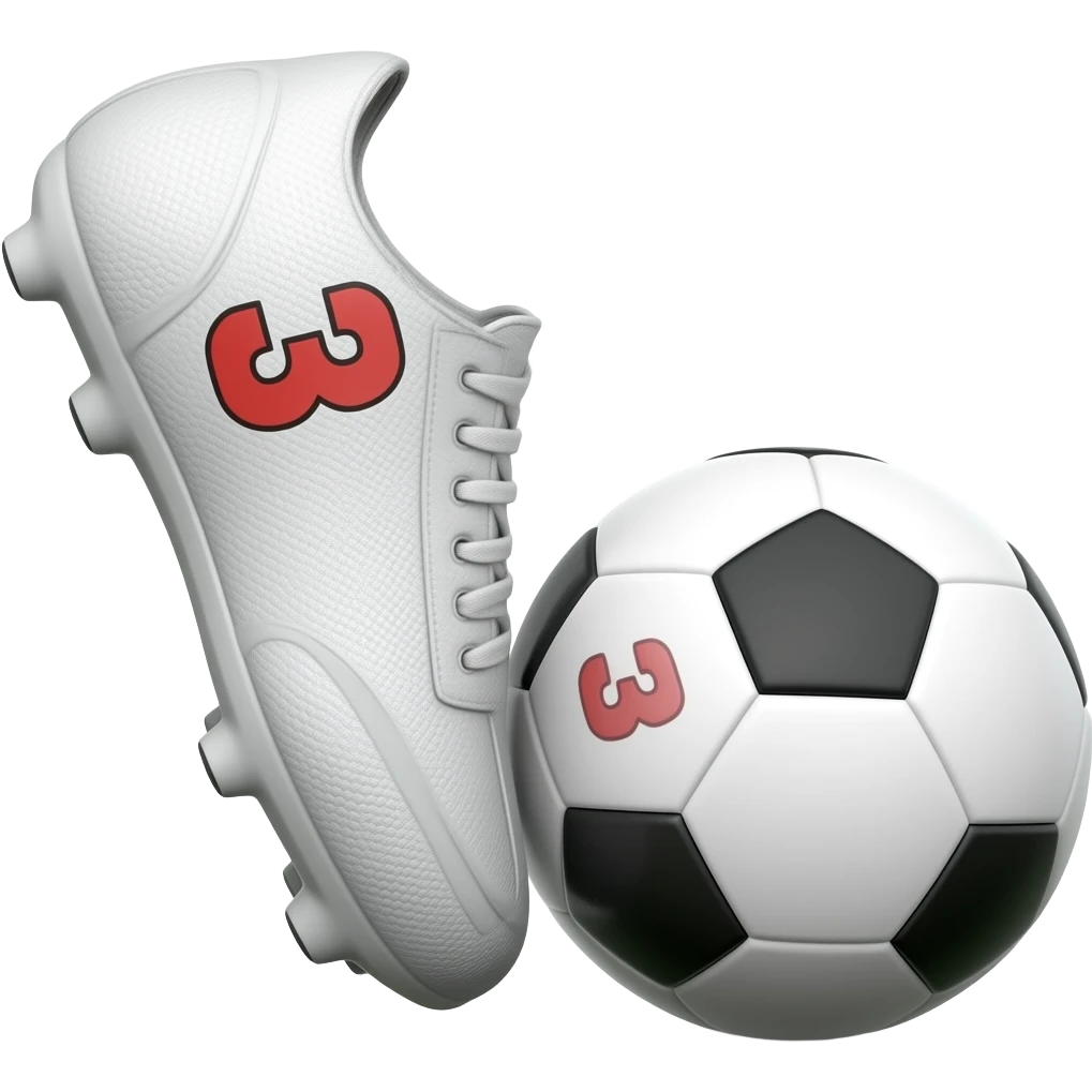 football boot kicking ball with no. 3 on it emoji
