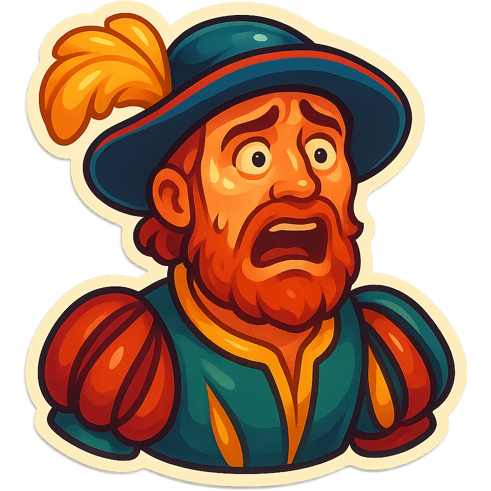 Red-bearded Landsknecht bust showing fear emoji
