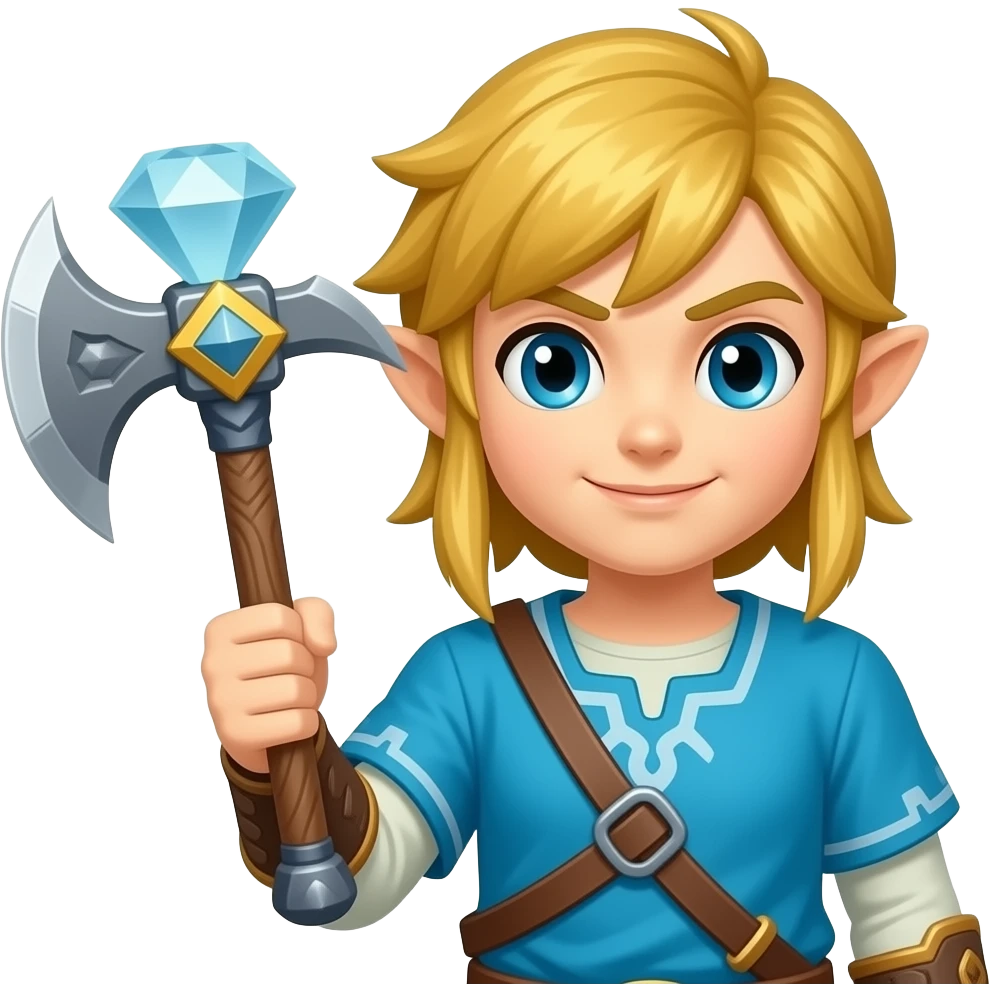 Scottish Link zelda holding diamond pickaxe emoji