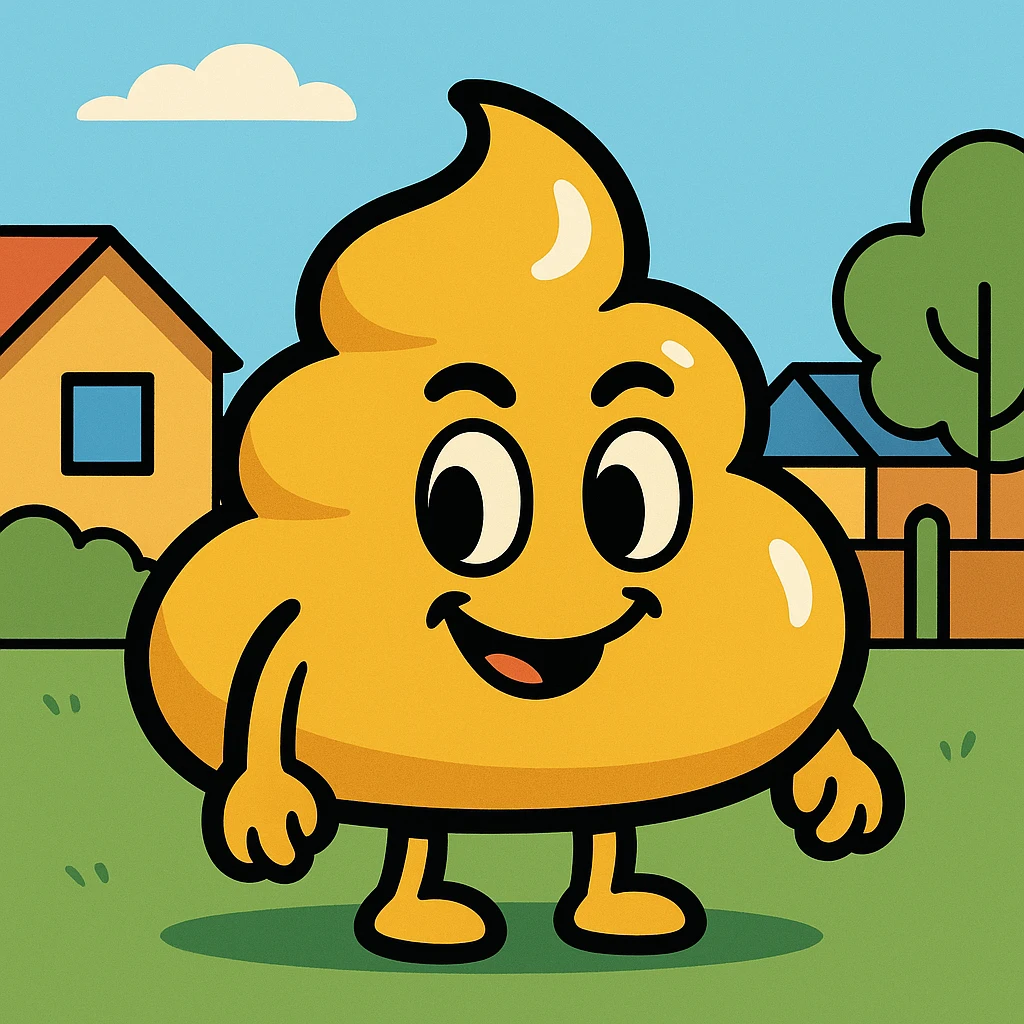 golden poop, cartoon style, shiny, playful, no text emoji