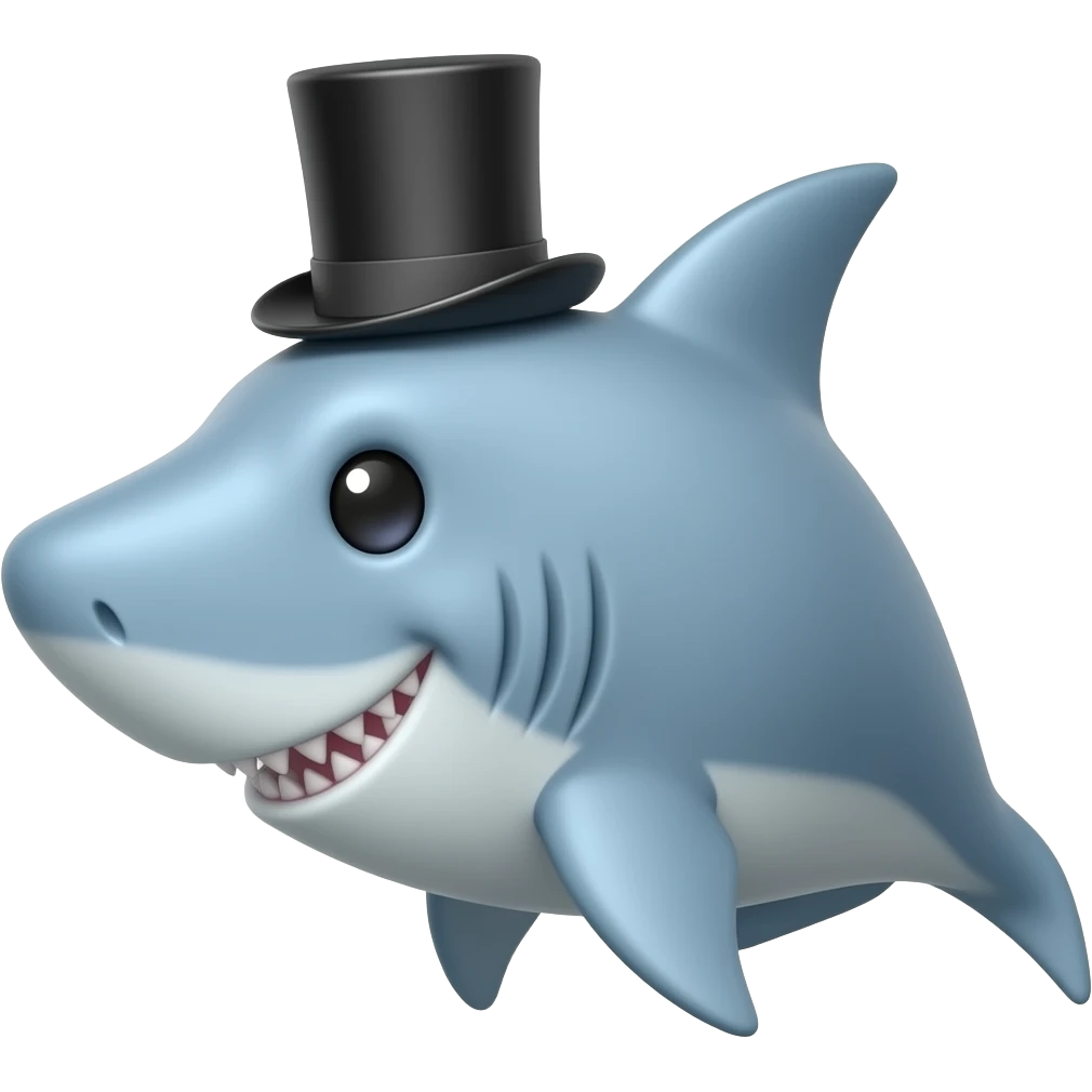 Shark with a top hat emoji