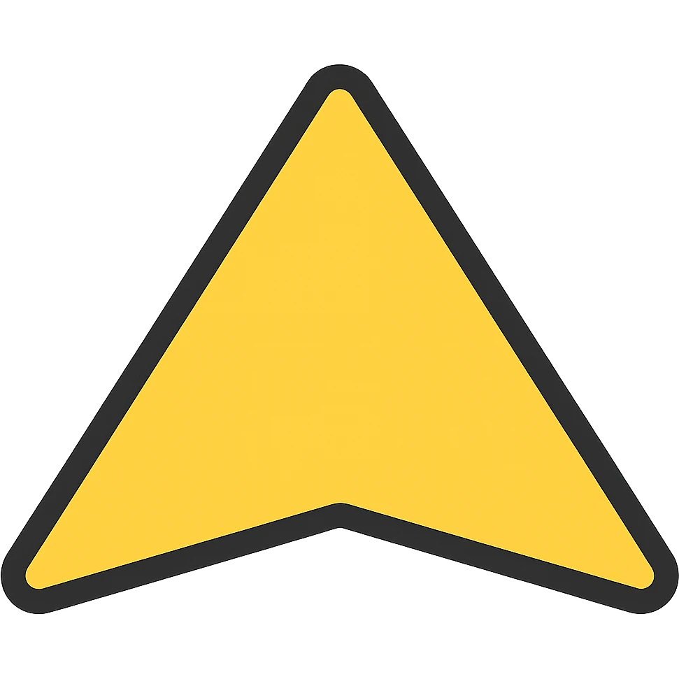 Outlined icon style of a triangle pointing upwards, colored yellow, with no background. emoji