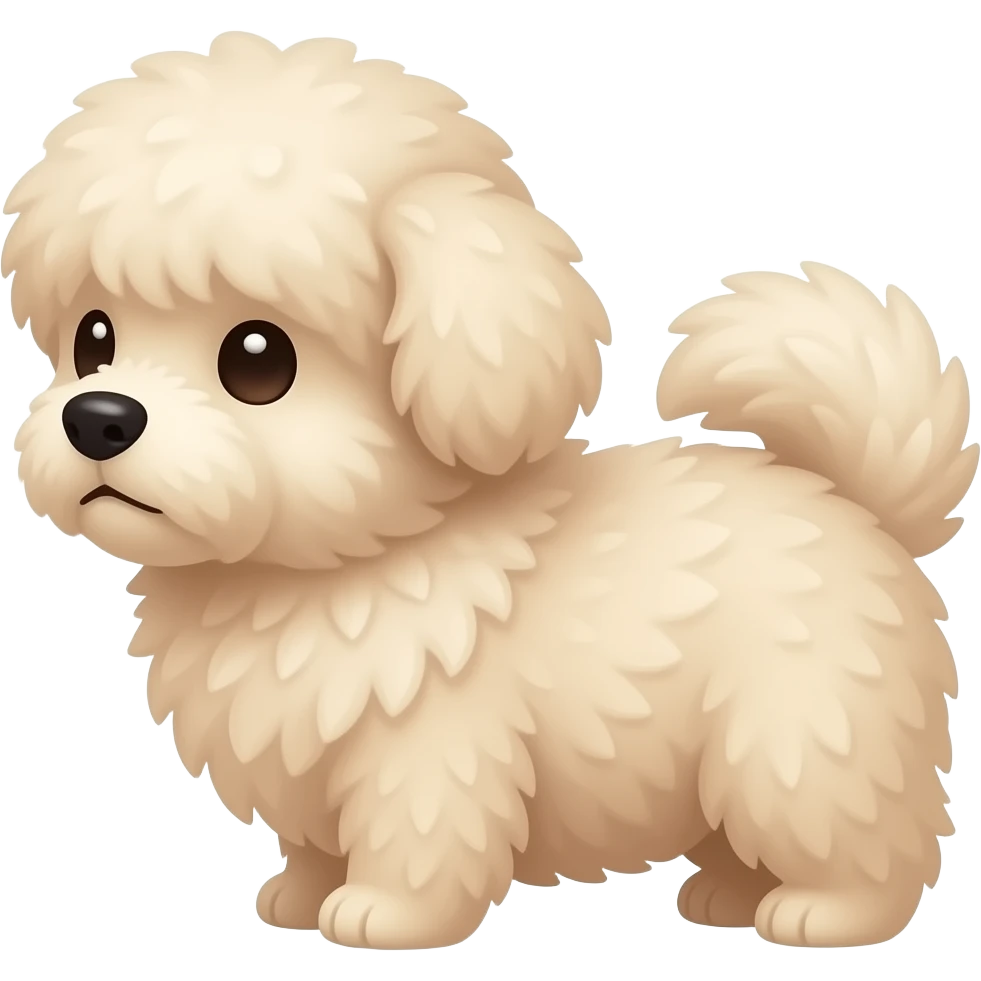Very small fluffy most cutty dog, for profile, look front, only bottom of body emoji